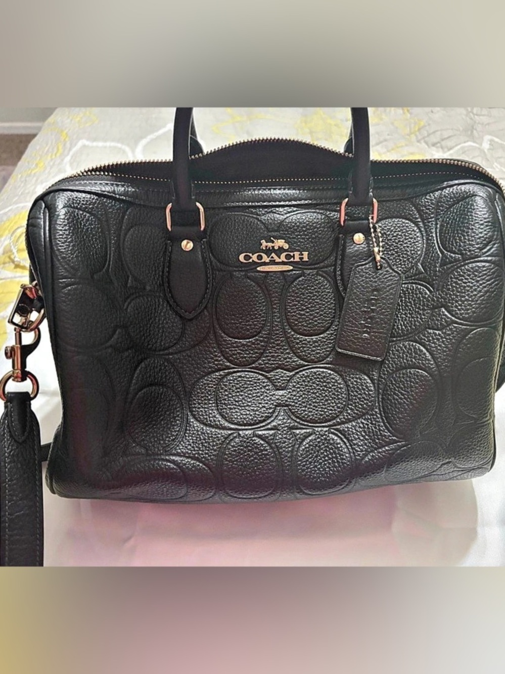 Coach Large Rowan Satchel In Signature Leather Black